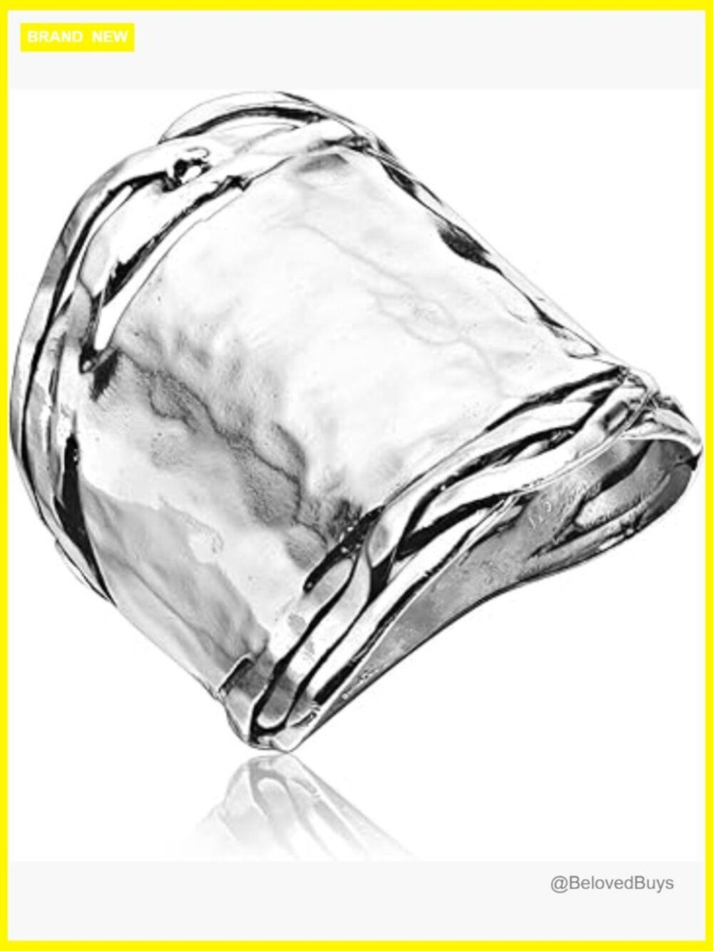 Sterling Silver Hammered Finish Wide Band Ring Size 7 Hypoallergenic